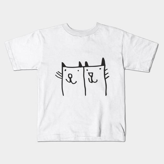 cats cat drawing cheerful gift Kids T-Shirt by FrauK